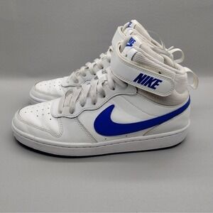 Nike Court Borough‎ Mid 2 Basketball Shoes Youth Size 6 Y White Blue Sneakers